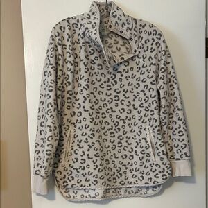 GreenTea Gray Leopard Print Teddy Jacket